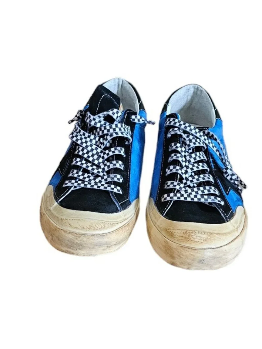 Golden Goose Super Star Sneakers Mens US 13 IT 46 UK 12 Blue Suede Black Star Ne